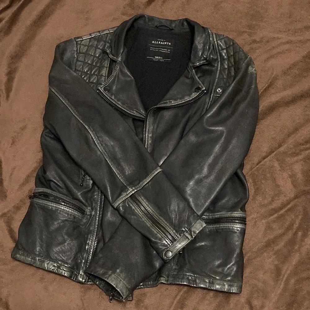 All Saints Black Leather Jacket - Picture 3 of 16